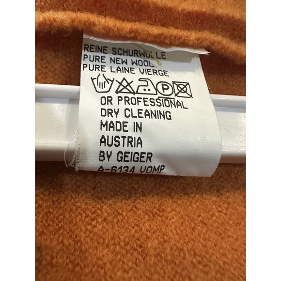Geiger Austria Boiled Wool Coat Cardigan Jacket Hooded Button Orange Size 36 - Picture 12 of 16